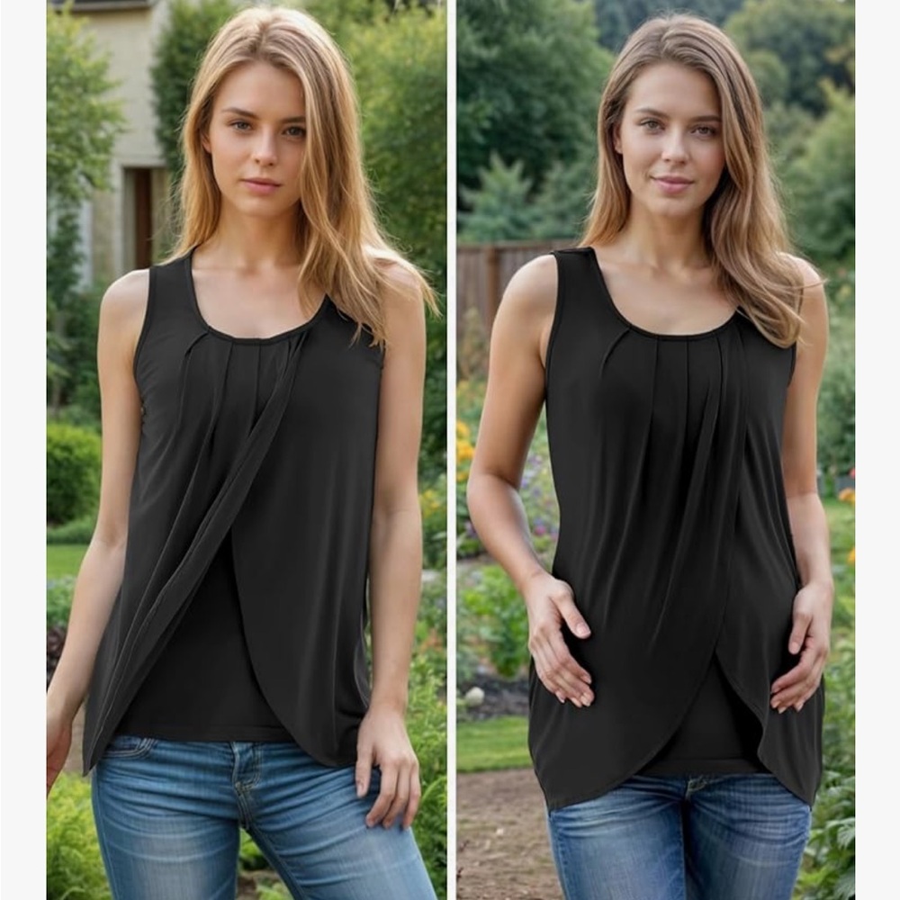 2-Pack Nursing Or Maternity Tank Tops - Black And Gray